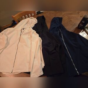 Set of 3 Women's 32 Degrees Cool Hoodie Jackets in Navy, Black, and Cream